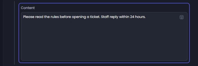 A text display open on its Content field